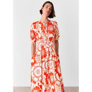 Whistles Red Bloom Floral Midi Dress